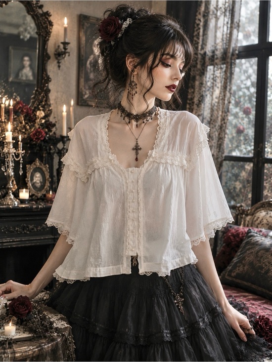 Free People Tops - Free People Luna Top Optic White Lace Trim Boho Cottagecore Blouse NWT M